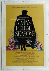 g401 MAN FOR ALL SEASONS linen one-sheet movie poster '67 rare pre-AA Awards!