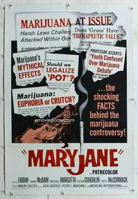 g407 MARY JANE linen one-sheet movie poster '68 shocking sex & marijuana!