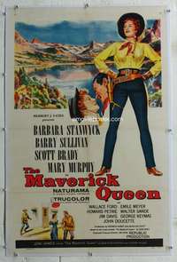g408 MAVERICK QUEEN linen one-sheet movie poster '56 Barbara Stanwyck, Sullivan