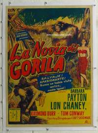 g145 BRIDE OF THE GORILLA linen Mexican poster '51 wild!