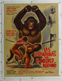 g147 DOCTOR OF DOOM linen Mexican poster '63 wrestling!