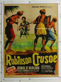 g155 ROBINSON CRUSOE linen Mexican poster '54 Bunuel