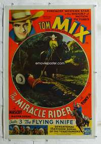 g412 MIRACLE RIDER linen Chap 3 one-sheet movie poster '35 Tom Mix serial