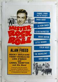 g415 MISTER ROCK & ROLL linen one-sheet movie poster '57 Alan Freed, Graziano