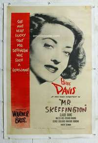 g421 MR SKEFFINGTON linen one-sheet movie poster '44 pretty Bette Davis!