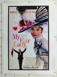 g423 MY FAIR LADY linen one-sheet movie poster R94 Audrey Hepburn, Harrison