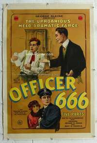 g429 OFFICER 666 linen one-sheet movie poster '14 George M. Cohan comedy!