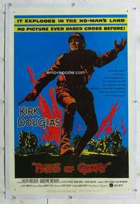 g438 PATHS OF GLORY linen one-sheet movie poster '58 Kubrick, Kirk Douglas