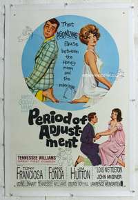 g439 PERIOD OF ADJUSTMENT linen one-sheet movie poster '62 sexy Jane Fonda!