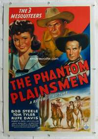 g441 PHANTOM PLAINSMEN linen one-sheet movie poster '42 The 3 Mesquiteers!
