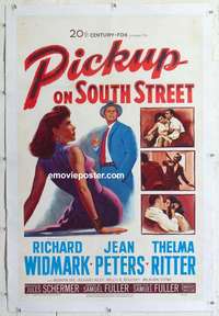 g442 PICKUP ON SOUTH STREET linen one-sheet movie poster '53 Sam Fuller