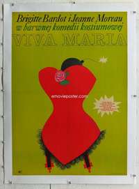 g171 VIVA MARIA linen Polish movie poster '66 Bardot, Holdanowicz art!