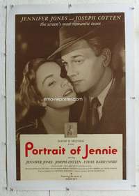 g450 PORTRAIT OF JENNIE linen one-sheet movie poster R50s Jennifer Jones