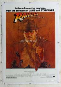 g452 RAIDERS OF THE LOST ARK linen one-sheet movie poster '81 Harrison Ford