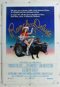 g453 RANCHO DELUXE linen style B one-sheet movie poster '75 wacky image!