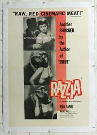 g454 RAZZIA linen one-sheet movie poster '55 Jean Gabin, Magali Noel, French!