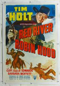 g457 RED RIVER ROBIN HOOD linen one-sheet movie poster '42 Tim Holt in Texas!