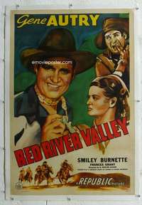 g458 RED RIVER VALLEY linen one-sheet movie poster R44 heroic Gene Autry!