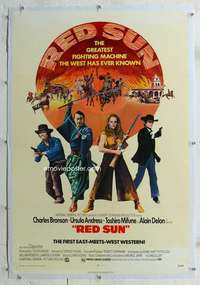 g459 RED SUN linen one-sheet movie poster '72 Bronson, Mifune, Andress