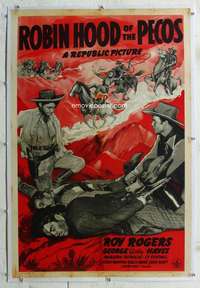 g467 ROBIN HOOD OF THE PECOS linen one-sheet movie poster '41 Roy Rogers