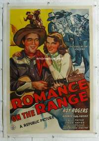g470 ROMANCE ON THE RANGE linen one-sheet movie poster '42 Roy Rogers