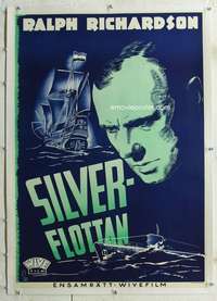 g065 SILVER FLEET linen Swedish movie poster '45 Powell &Pressburger!