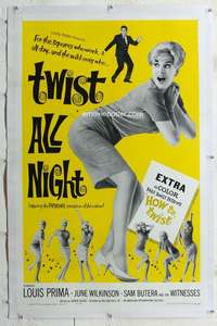 g526 TWIST ALL NIGHT linen one-sheet movie poster '62 dancing June Wilkinson!