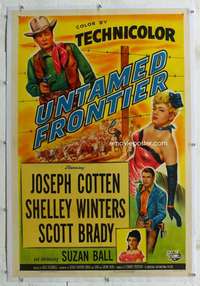 g529 UNTAMED FRONTIER linen one-sheet movie poster '52 Cotten, Winters