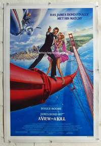 g532 VIEW TO A KILL linen style B one-sheet movie poster '85 Moore as Bond!