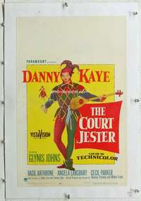 g214 COURT JESTER linen window card movie poster '55 Danny Kaye, Basil Rathbone