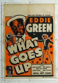 g539 WHAT GOES UP linen one-sheet movie poster '39 Eddie Green, Babe Matthews