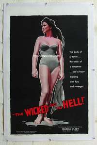 g545 WICKED GO TO HELL linen one-sheet movie poster '60 sexy Marina Vlady!