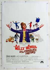 g549 WILLY WONKA & THE CHOCOLATE FACTORY linen one-sheet movie poster '71