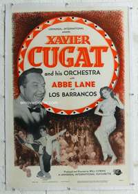 g553 XAVIER CUGAT & HIS ORCHESTRA linen one-sheet movie poster '52 Abbe Lane