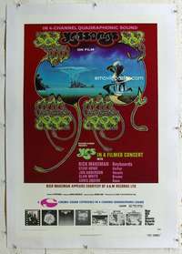 g556 YESSONGS linen one-sheet movie poster '75 Yes! Quadraphonic Sound!