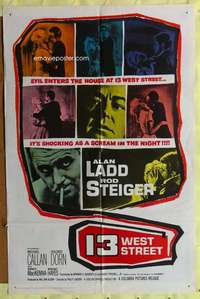 h796 13 WEST STREET one-sheet movie poster '62 Alan Ladd, Rod Steiger