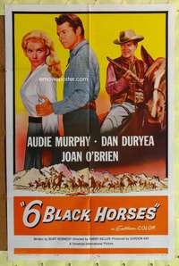 h172 SIX BLACK HORSES one-sheet movie poster '62 Audie Murphy, Dan Duryea