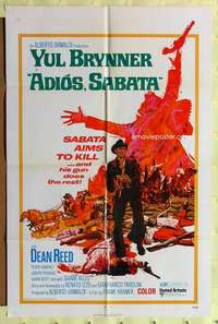 h778 ADIOS SABATA one-sheet movie poster '71 Yul Brynner aims to kill!
