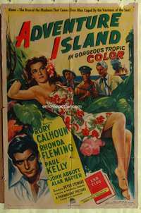 h776 ADVENTURE ISLAND one-sheet movie poster '47 sexy Rhonda Fleming!
