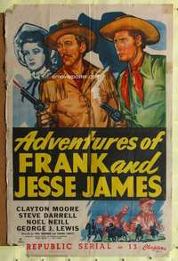 h774 ADVENTURES OF FRANK & JESSE JAMES one-sheet movie poster '48 serial