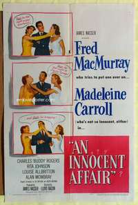 h443 INNOCENT AFFAIR one-sheet movie poster '48 MacMurray, Madeleine Carroll