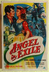 h761 ANGEL IN EXILE one-sheet movie poster '48 John Carroll, Adele Mara