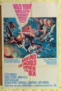 h750 AROUND THE WORLD UNDER THE SEA one-sheet movie poster '66 Bridges
