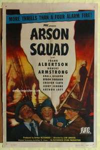 h749 ARSON SQUAD one-sheet movie poster '45 Frank Albertson, firefighter!