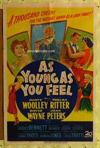 h748 AS YOUNG AS YOU FEEL one-sheet movie poster '51 young Marilyn Monroe!