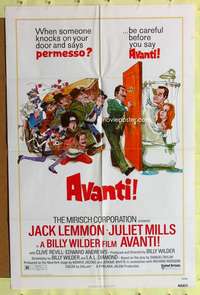 h747 AVANTI one-sheet movie poster '72 Jack Lemmon, Billy Wilder