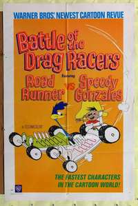 h744 BATTLE OF THE DRAG RACERS one-sheet movie poster '66 Speedy Gonzales!