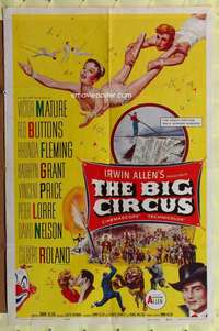 h739 BIG CIRCUS one-sheet movie poster '59 Victor Mature, Red Buttons