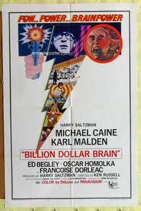 h737 BILLION DOLLAR BRAIN one-sheet movie poster '67 Michael Caine, Malden