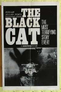 h735 BLACK CAT one-sheet movie poster '66 Edgar Allan Poe, cool image!